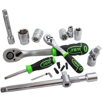 Conjunto de ferramentas de chave de catraca e soquetes preto e verde