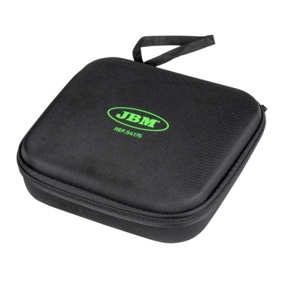 Mala de transporte preta com logótipo JBM verde