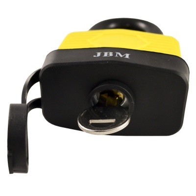 Fecho amarelo e preto com tampa preta da marca JBM