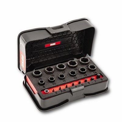 Conjunto de soquetes em caixa preta aberta com interior vermelho e preto