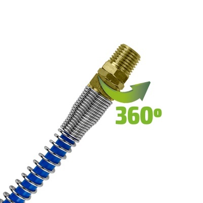 Tubo flexível metálico com rosca dourada e indicador 360°