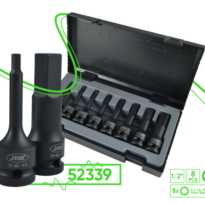 Conjunto de soquetes de impacto JBM em caixa plástica preta