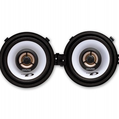 Par de altifalantes Alpine redondos com cone branco e centro cobre