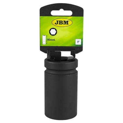 Soquete preto JBM com etiqueta verde indicando 90mm e 1 polegada