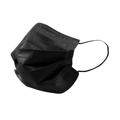 Máscara facial descartável preta com elásticos pretos