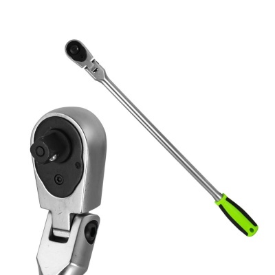 Chave catraca metálica com punho verde e preto