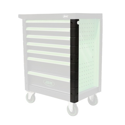 Proteção de canto preta para carrinho de oficina de plástico com textura perfurada