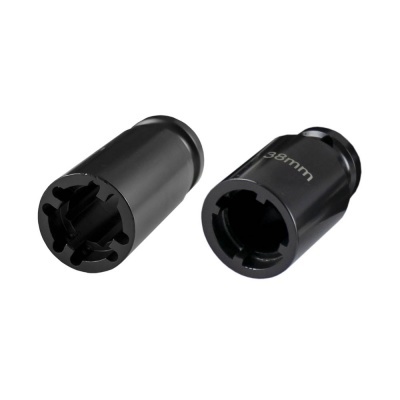 Duas peças de metal pretas para ferramentas com a inscrição '38mm'