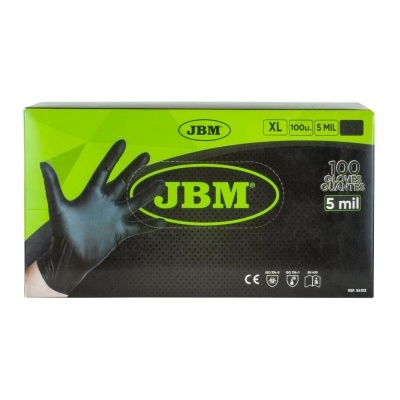 Caixa de luvas descartáveis JBM em nitrilo preto XL 100 unidades 5 mil