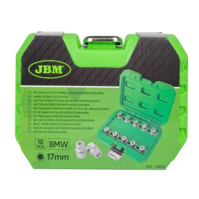 Estojo verde e preto com kit extrator de parafusos, 10 peças para BMW 17mm JBM
