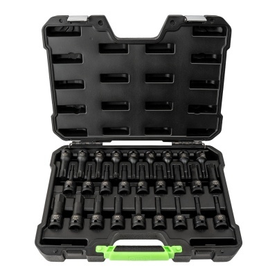 Conjunto de soquetes para carrinha em estojo preto com pega verde