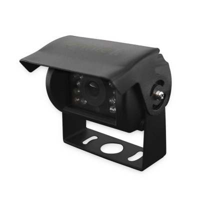 Câmara de vigilância preta com lente e LEDs