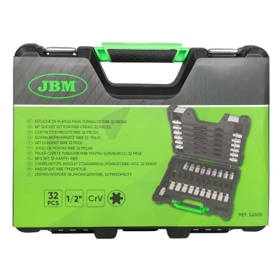 Estojo de pontas para parafusos JBM de 32 peças preto e verde