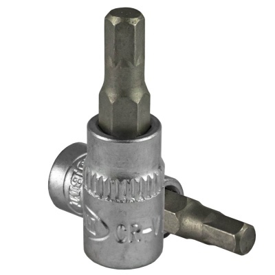 Pontas de chave de fendas metálicas cromadas com extremidades hexagonais cinza