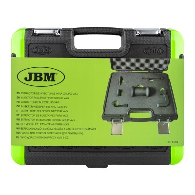 Estojo rígido preto e verde para extratores de injectores JBM com etiqueta verde