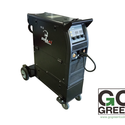 Máquina de soldar preta com painel digital e rodas