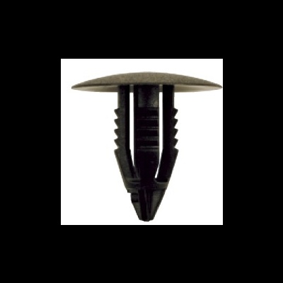 Clipe de retenção preto em plástico com cabeça plana