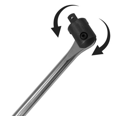 Ferramenta catraca metal com cabeça móvel preta em fundo branco