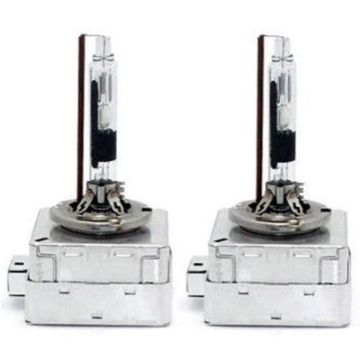 Par de lâmpadas automotivas D1S com base metálica prateada e vidro tubular transparente