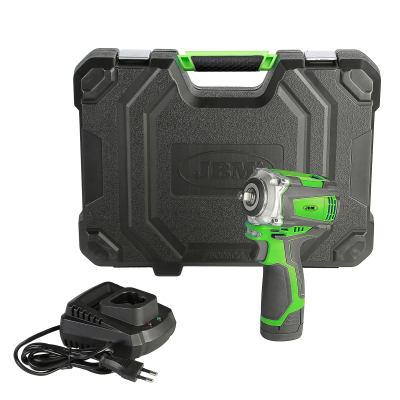 Parafusadora sem fio verde e preta com carregador e mala de transporte preta e verde