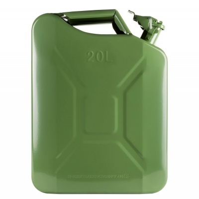 Recipiente metálico verde de 20 litros com tampa e pega