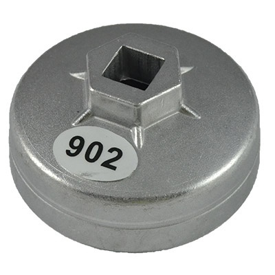 Chave de filtro redonda de metal prateado com etiqueta 902