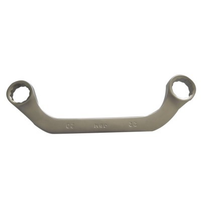 Chave inglesa dupla em aço prateado com inscrições