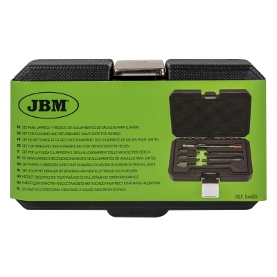 Estojo preto com kit para limpeza de alojamentos de válvulas para jantes