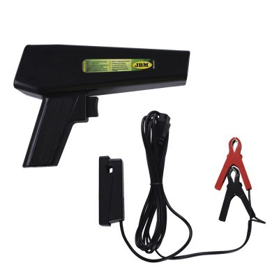 Dispositivo preto forma de pistola com cabos e pinças vermelha e preta