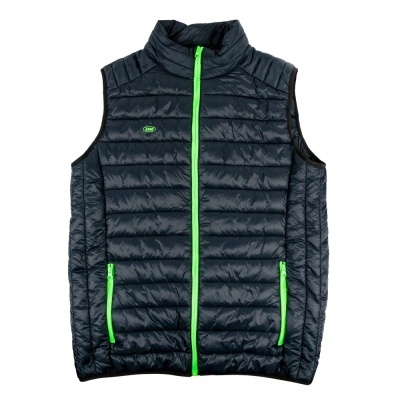 Colete masculino acolchoado preto com fecho verde