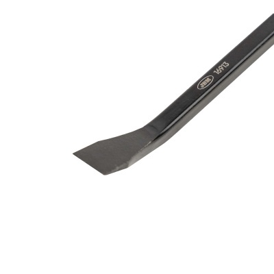 Ferramenta de metal preta com ponta em forma de cunha e marcação JBM 76973