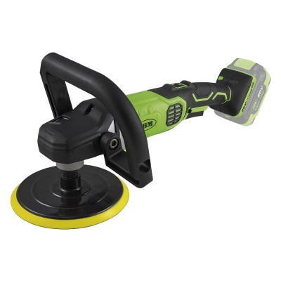 Polidora elétrica sem fio verde e preta com disco polidor e bateria