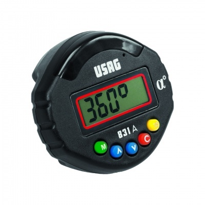Medidor digital de ângulos USAG 831 A com visor a mostrar 360°