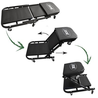 Cama dobrável preta com logótipo JBL ajustável e rodas