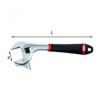 Chave inglesa ajustável preta e vermelha com texto USAG