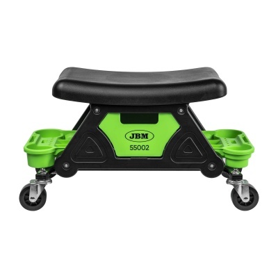 Assento verde e preto com rodas e marca JBM