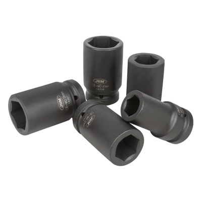 Conjunto de cinco soquetes de impacto em aço preto