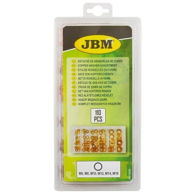 Conjunto de anilhas de cobre JBM em embalagem plástica