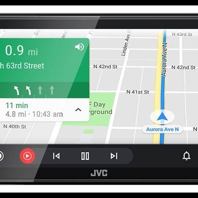 Ecrã tátil JVC a mostrar GPS e navegação