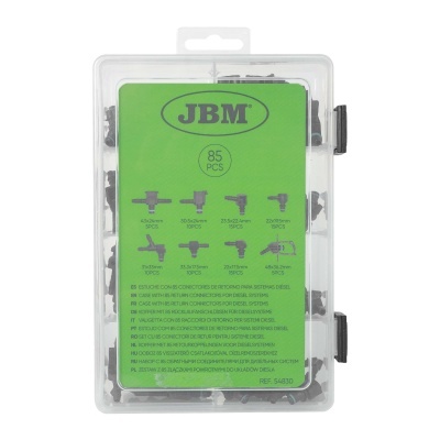 Estojo transparente com conectores de retorno para sistemas diesel da JBM