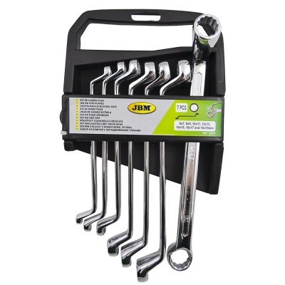 Conjunto de 7 chaves mestras cromadas em suporte plástico preto