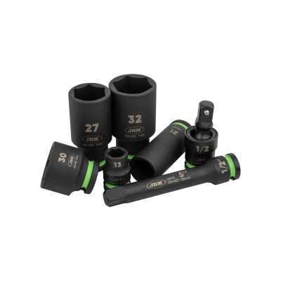 Conjunto de soquetes JBM pretos com detalhes verdes e barra de extensão em fundo branco