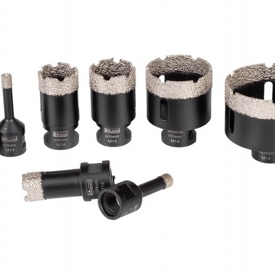 Conjunto de brocas diamantadas pretas com revestimento prateado e texto M14