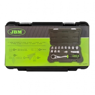 Conjunto de soquetes JBM numa caixa preta e verde