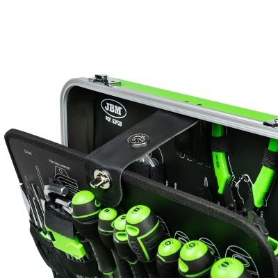 Conjunto de ferramentas JBM em mala metálica verde e preta
