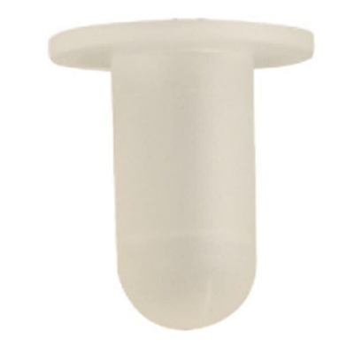 Bucha de plástico branca cilíndrica com base circular