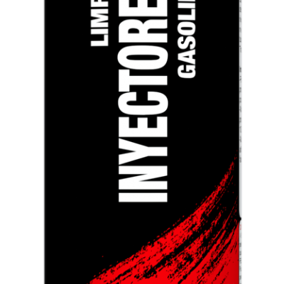 Frasco de líquido de limpeza para injetores de gasolina Trätauto com rótulo preto e vermelho e tampa cinza