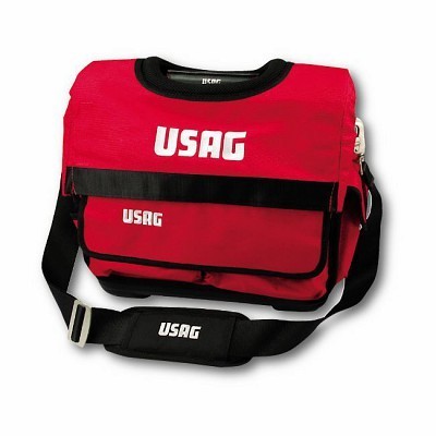 Bolsa de ferramentas vermelha e preta com o logótipo USAG
