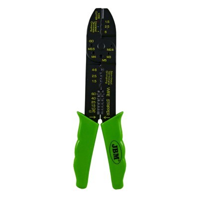 Alicate recortador de fios com cabo verde e corpo preto com marca JBM