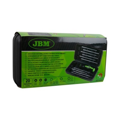 Estojo de 20 chaves de fendas JBM com manípulo intercambiável